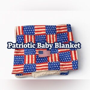 Patriotic Baby Blanket USA Flag Patchwork Red White Blue Lightweight